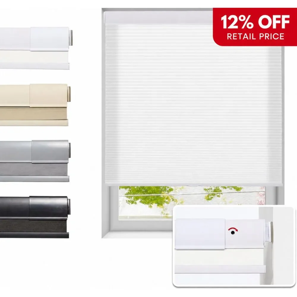 Brand New Tonature No-Drill Cellular Shade – White, 63½